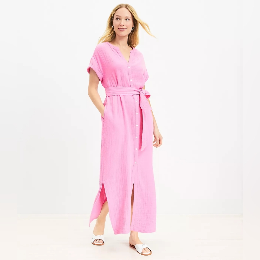 Brand New LOFT Beach Triple Cloth Short Sleeve Maxi Dress, size M
